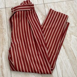Brick red/ cream stripped pants